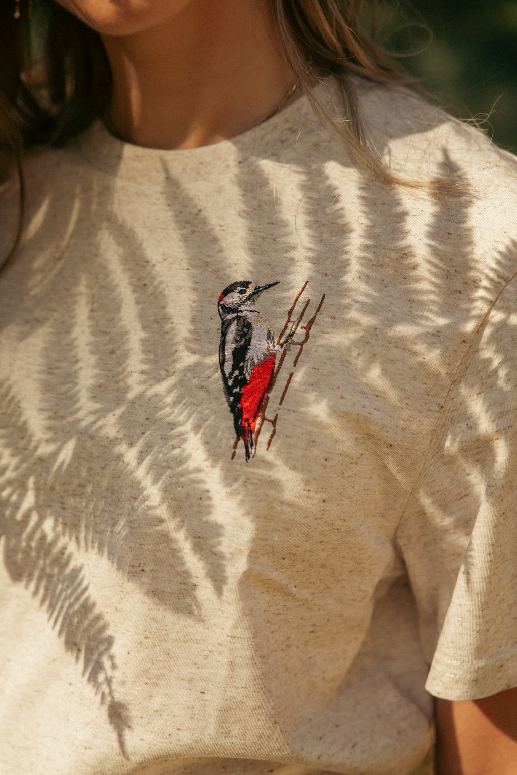 Great Spotted Woodpecker Embroidered T-shirt