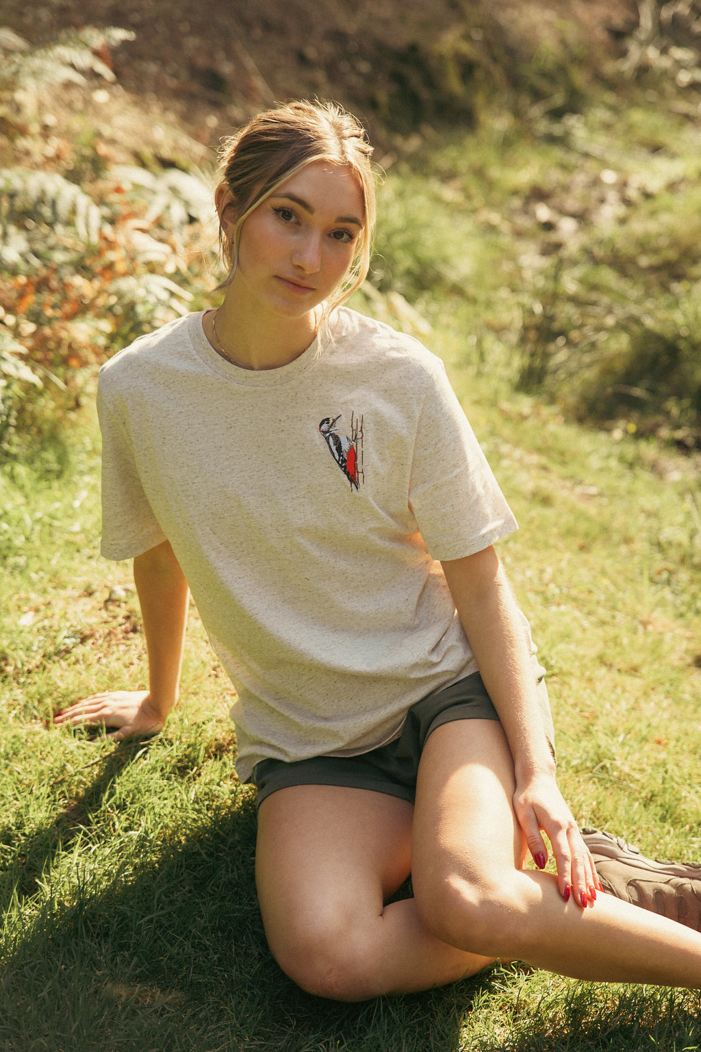 Great Spotted Woodpecker Embroidered T-shirt