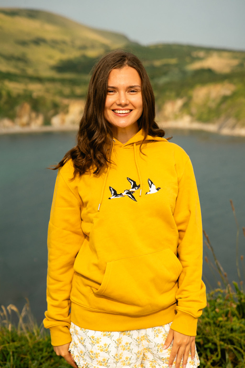 Flying Oystercatchers Embroidered Hoodie
