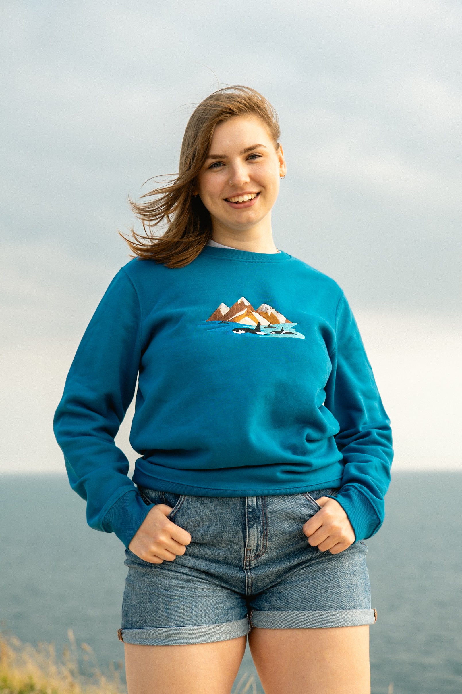Orca & Mountains Embroidered Sweater