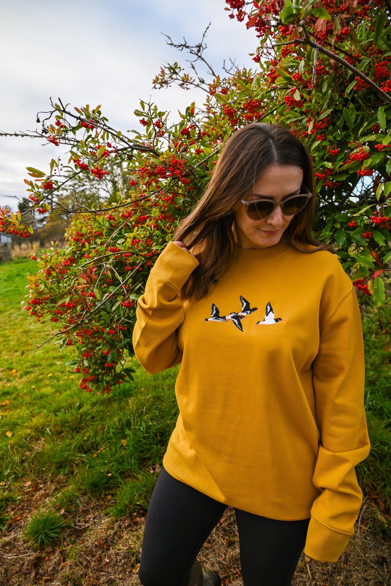 Flying Oystercatchers Embroidered Sweater