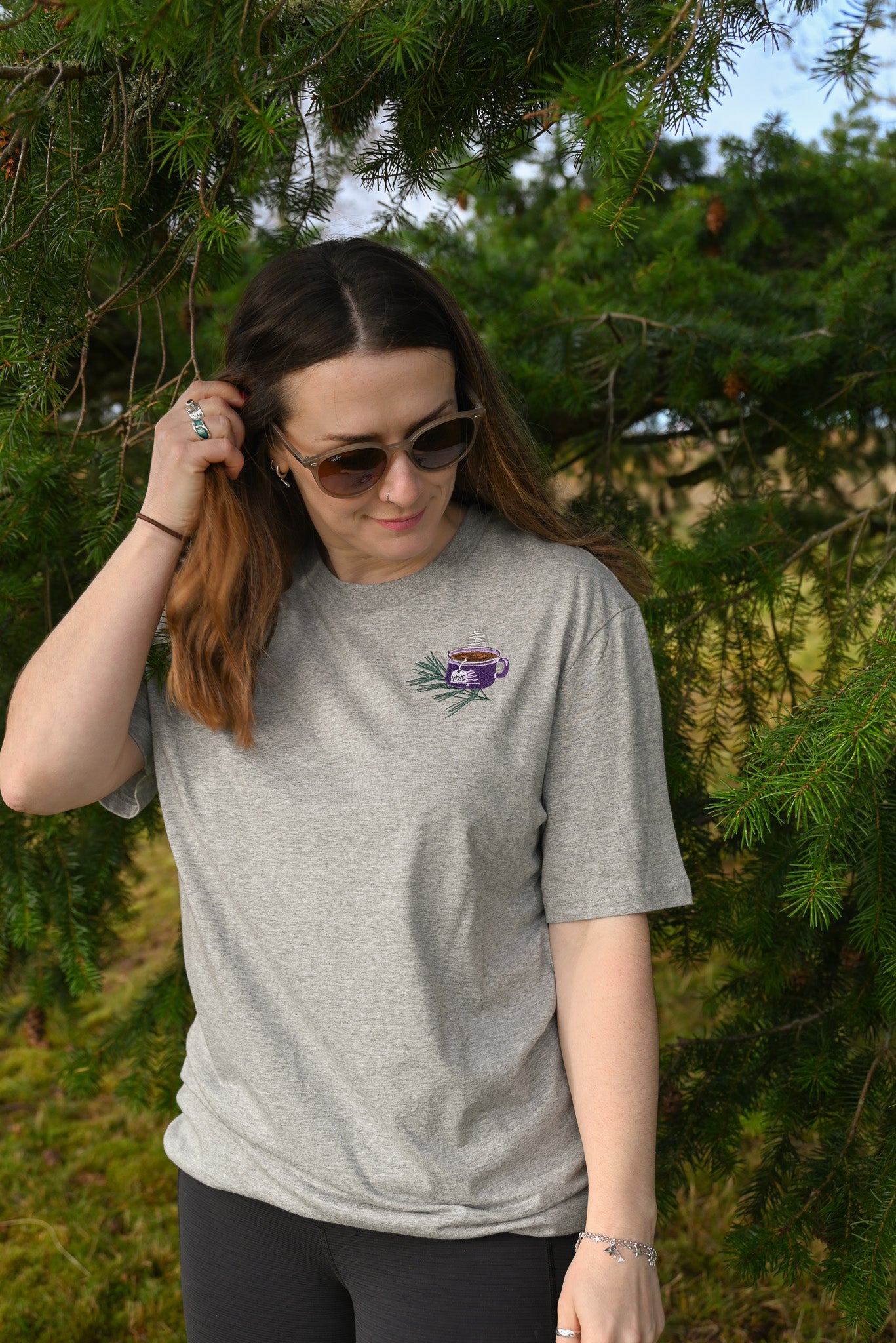 BREW IT Heather Grey Embroidered T-shirt