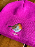 Robin Fuchsia Pink Embroidered Beanie Hat