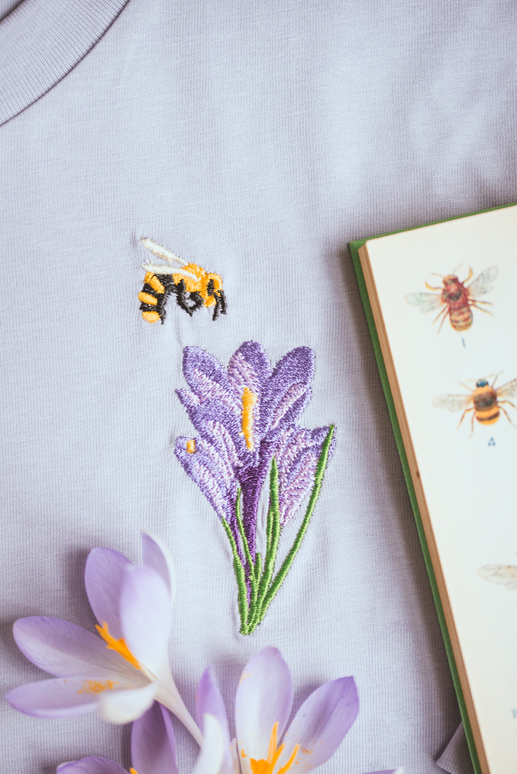 Bee & Crocus Lilac Embroidered T-shirt