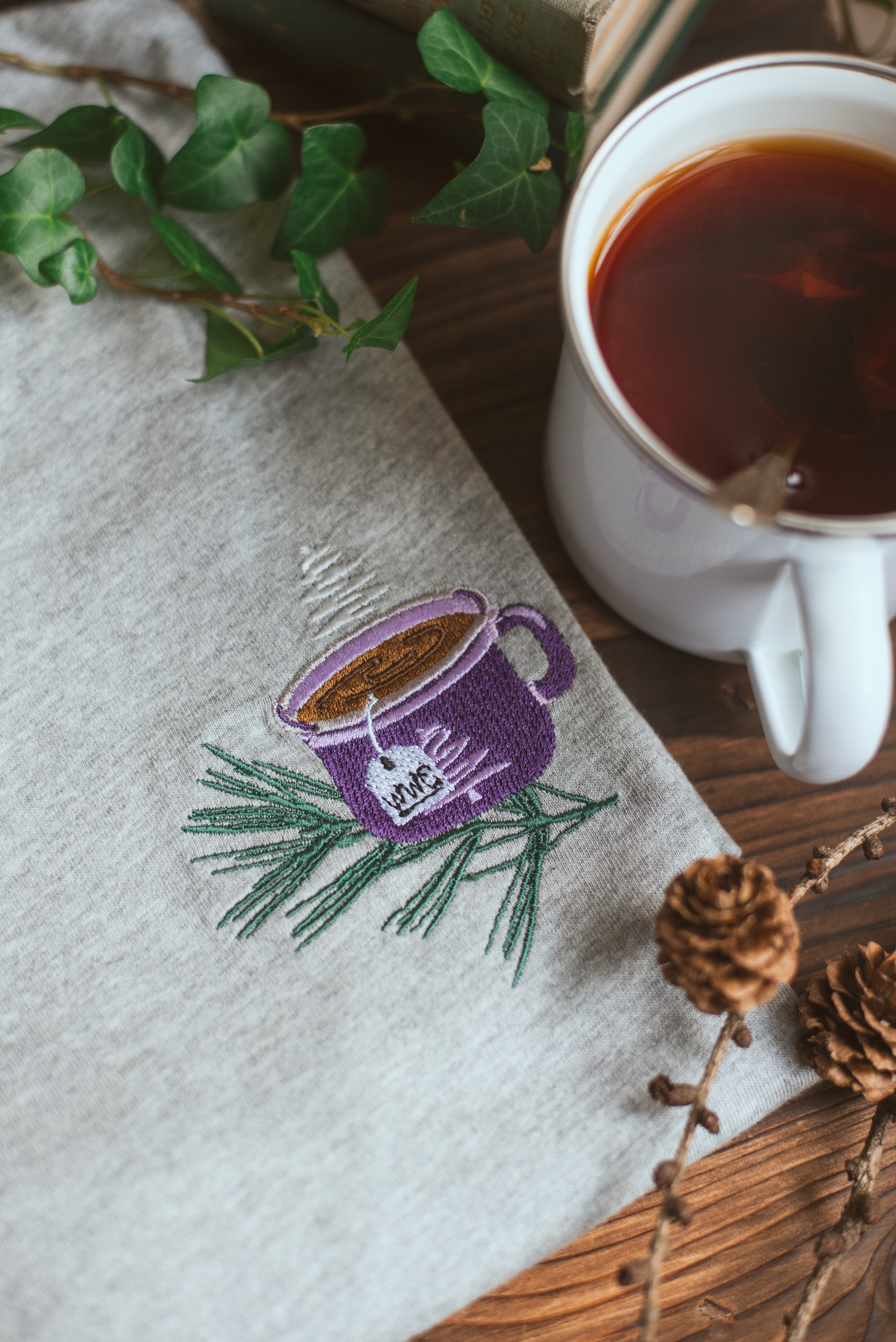 BREW IT Heather Grey Embroidered T-shirt