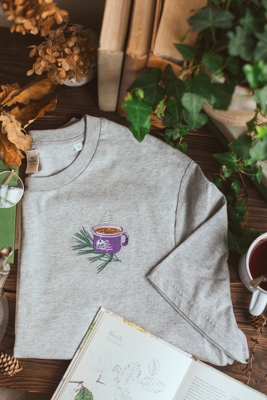 BREW IT Heather Grey Embroidered T-shirt