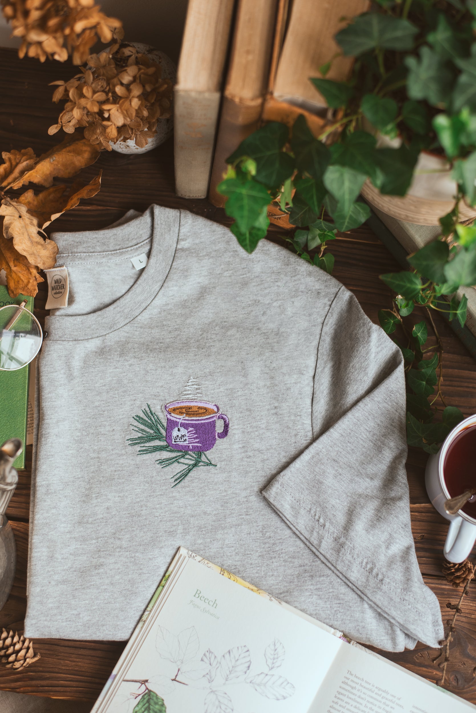 BREW IT Heather Grey Embroidered T-shirt