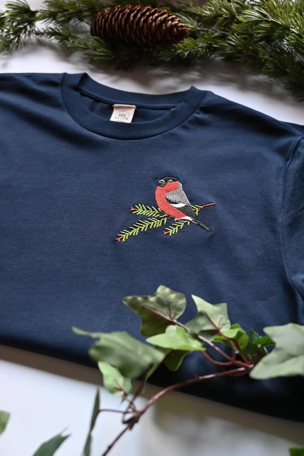 Bullfinch (Navy) Embroidered T-shirt