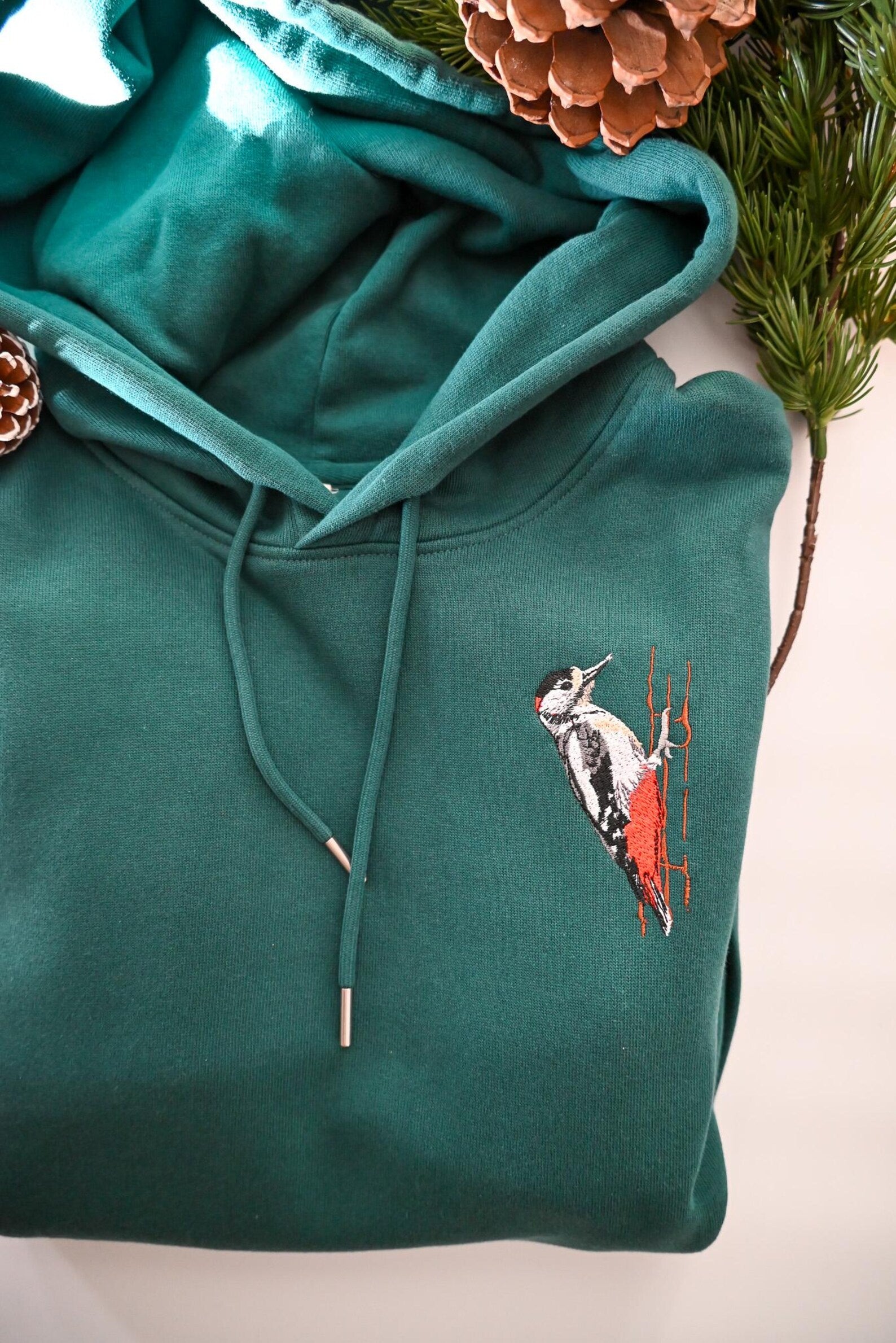 Great Spotted Woodpecker Embroidered Hoodie
