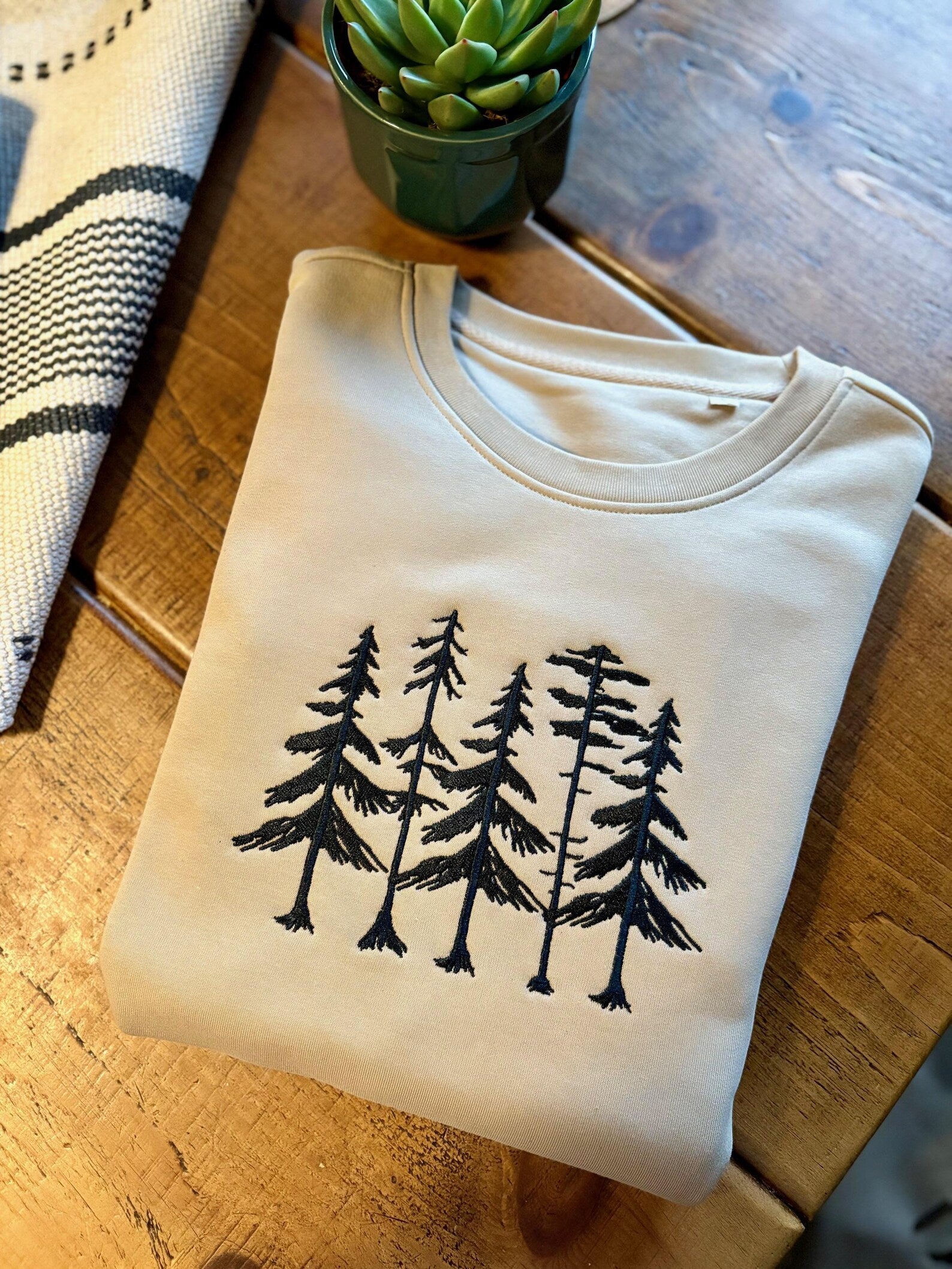 TREES Embroidered Sand Sweatshirt